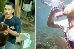 45 Potret kocak cara orang minum ini nyelenehnya sudah tak tertolong, bikin tepuk jidat