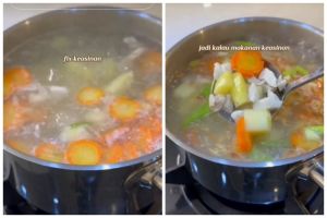 Bukan ditambah air atau gula, cara atasi sayur sop keasinan ala ibu muda ini super simpel
