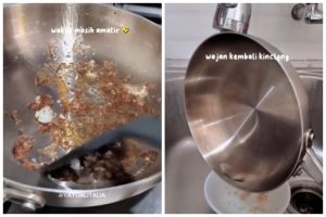 Tanpa digosok spons, ini cara bersihkan noda kerak di dasar teflon cukup pakai 3 bahan dapur