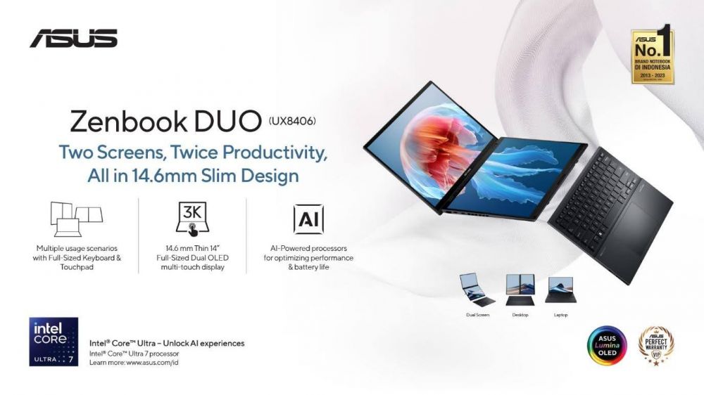 ASUS luncurkan Zenbook DUO, laptop Dual-Screen OLED tanpa kompromi