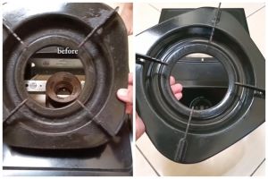 Bukan ditaburi sitrun, cara emak-emak membersihkan kerak tungku kompor ini cuma pakai 3 bahan dapur