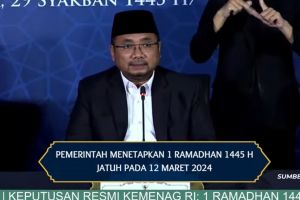 Hasil sidang isbat Kementrian Agama tetapkan 1 Ramadhan 1445 H jatuh pada Selasa 12 Maret 2024
