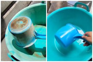 Cukup tambah 2 bahan dapur, ini trik enyahkan kerak lumut di gayung dan ember plastik