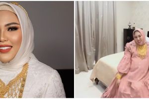 9 Potret kamar Mira Hayati ini mewah di dekorasi nuansa emas, wajib pakai double sprei buat kasur