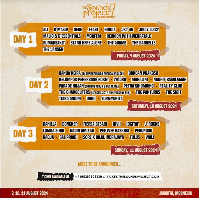 Lineup pertama The Sounds Project 7, konser musik musisi Tanah Air terbesar 3 hari berturut-turut