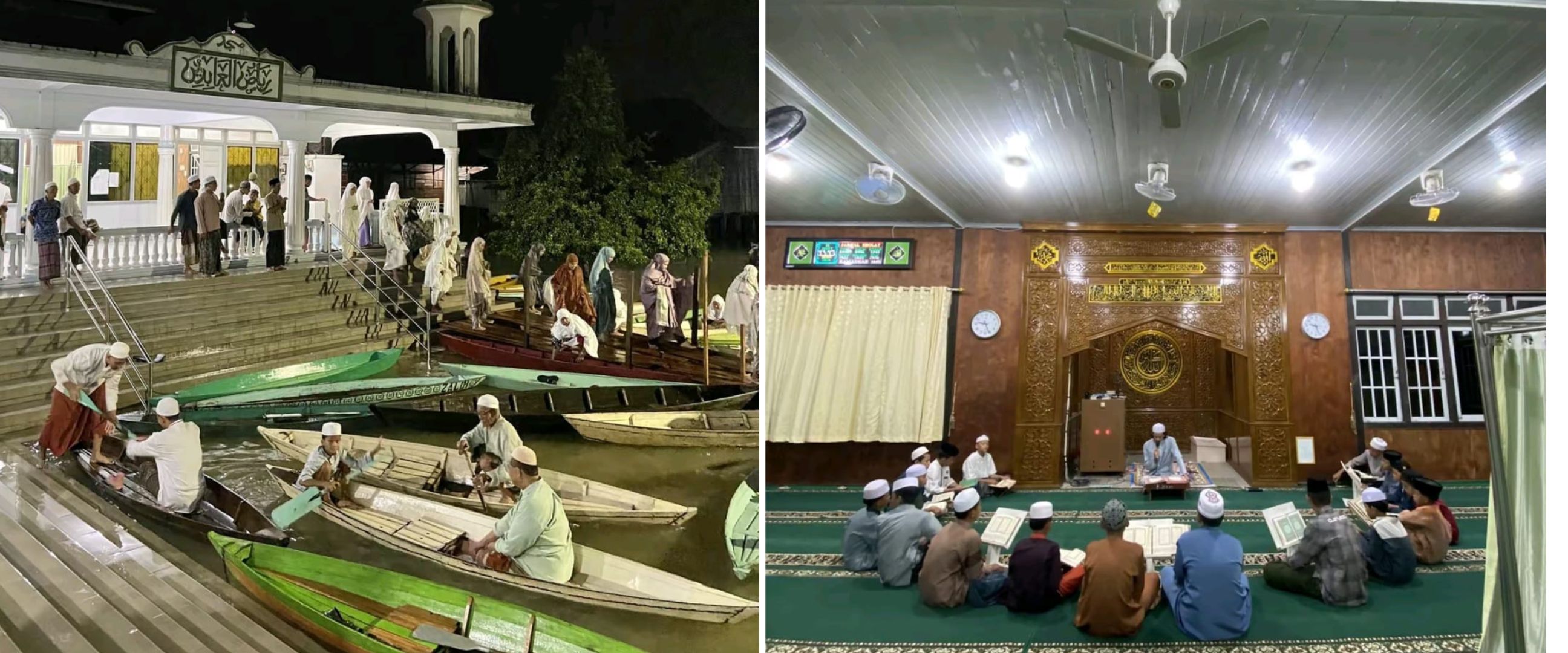 Tetap tarawih meski dilanda banjir, perjuangan warga Jambi naik sampan demi ke masjid ini tuai sorotan