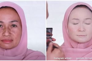 MUA sulap wajah nenek usia 50-an berflek hitam jadi pengantin, transformasi makeup auto muda kembali