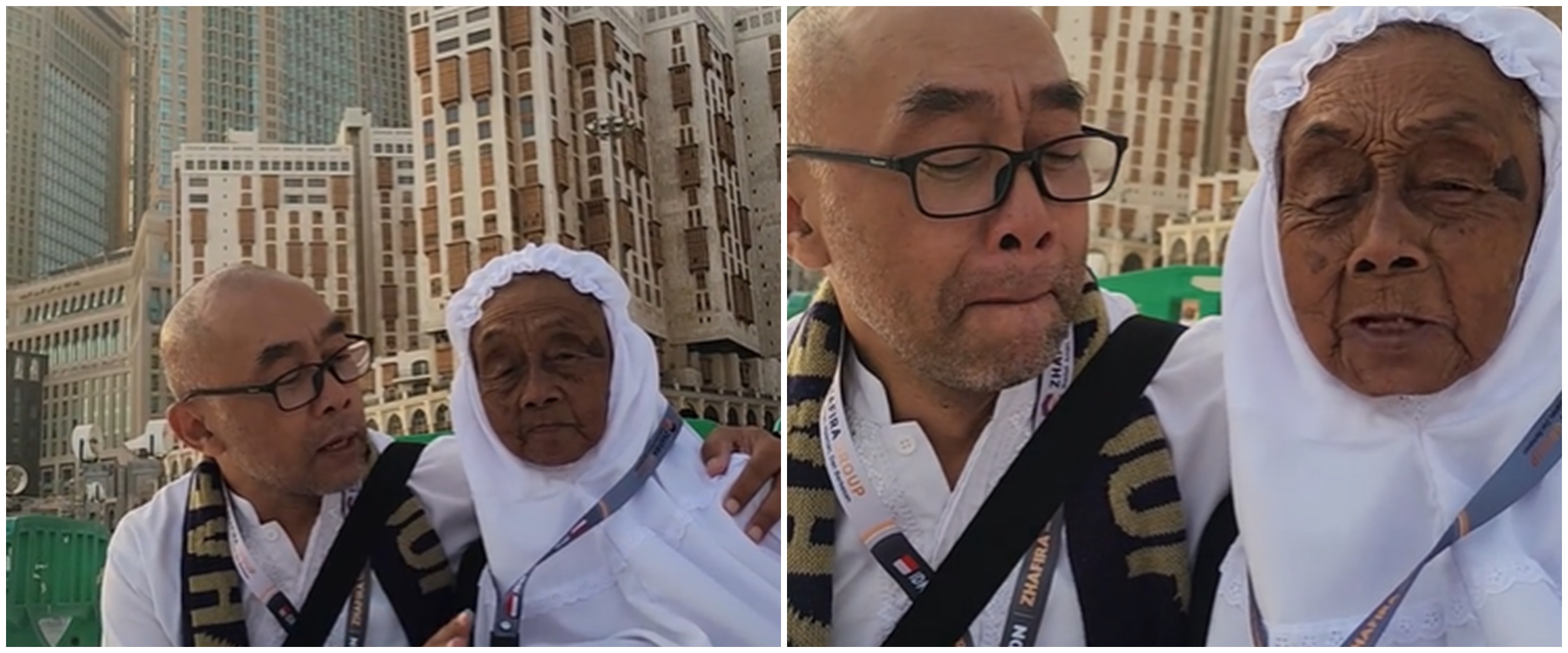Momen pria paruh baya umroh bareng ibunya yang sudah sepuh, saat berdoa dan nangis bersama bikin haru