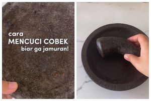 Bukan pakai garam atau baking soda, ini cara ampuh mencuci cobek batu agar tak mudah berjamur