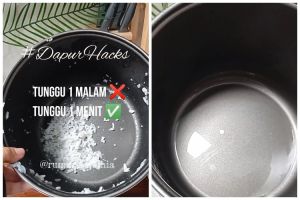 Tanpa direndam semalaman, ini trik cepat hilangkan kerak nasi di panci rice cooker dalam waktu 1 menit