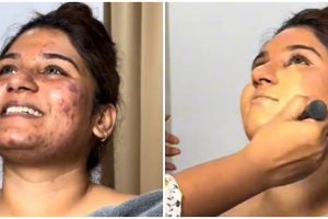 Transformasi makeup wanita wajah berjerawat dirias bak ratu India ini auto mulus, hasilnya antidempul
