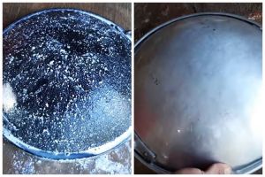 Tanpa digosok sabun cuci piring, ini cara bersihkan kerak gosong di pantat wajan agar kinclong lagi