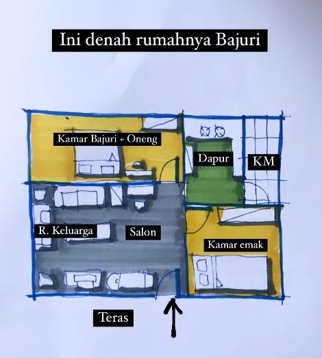 Ruang tamu jadi satu tempat salon, 10 potret rumah Bajaj Bajuri sederhana tapi punya nilai estetika