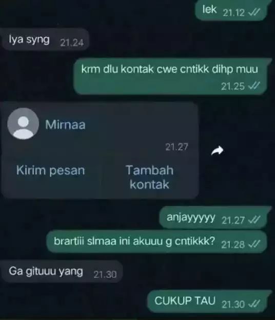 11 Chat lucu menghadapi pertanyaan intimidasi dari pacar ini bikin susah nelan ludah, auto skakmat
