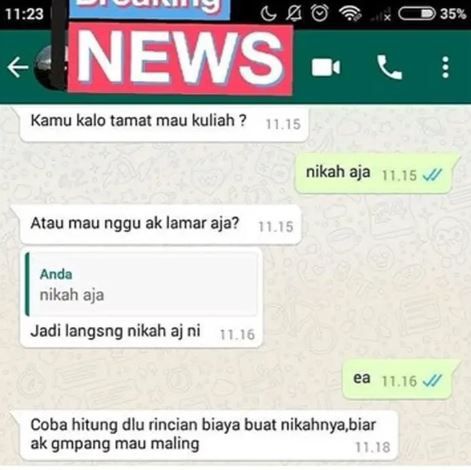 11 Chat lucu coba melamar pujaan hati ini endingnya ngenes abis, bikin nangis di pojokan