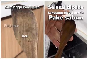 Jangan cuma dicuci pakai sabun, begini cara hilangkan bau dan jamur di sutil kayu dengan 2 bahan dapur