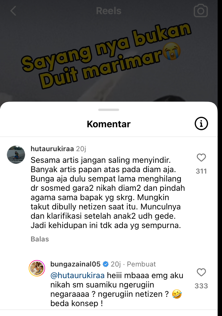 Dituding sindir Sandra Dewi usai bikin konten THR 271 T, begini tanggapan santai Bunga Zainal