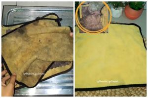 Pakai 2 bahan, trik wanita cuci serbet dapur dekil, hitam, dan jamuran ini bikin kinclong tanpa sitrun