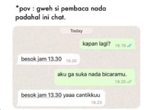 13 Chat lucu serba salah di mata pacar ini bikin frustasi, geregetan pol