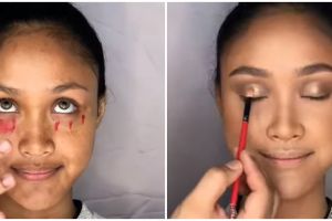 Kekuatan makeup ubah wajah wanita berkulit gelap dengan riasan soft glam ini jadi tampak glamor
