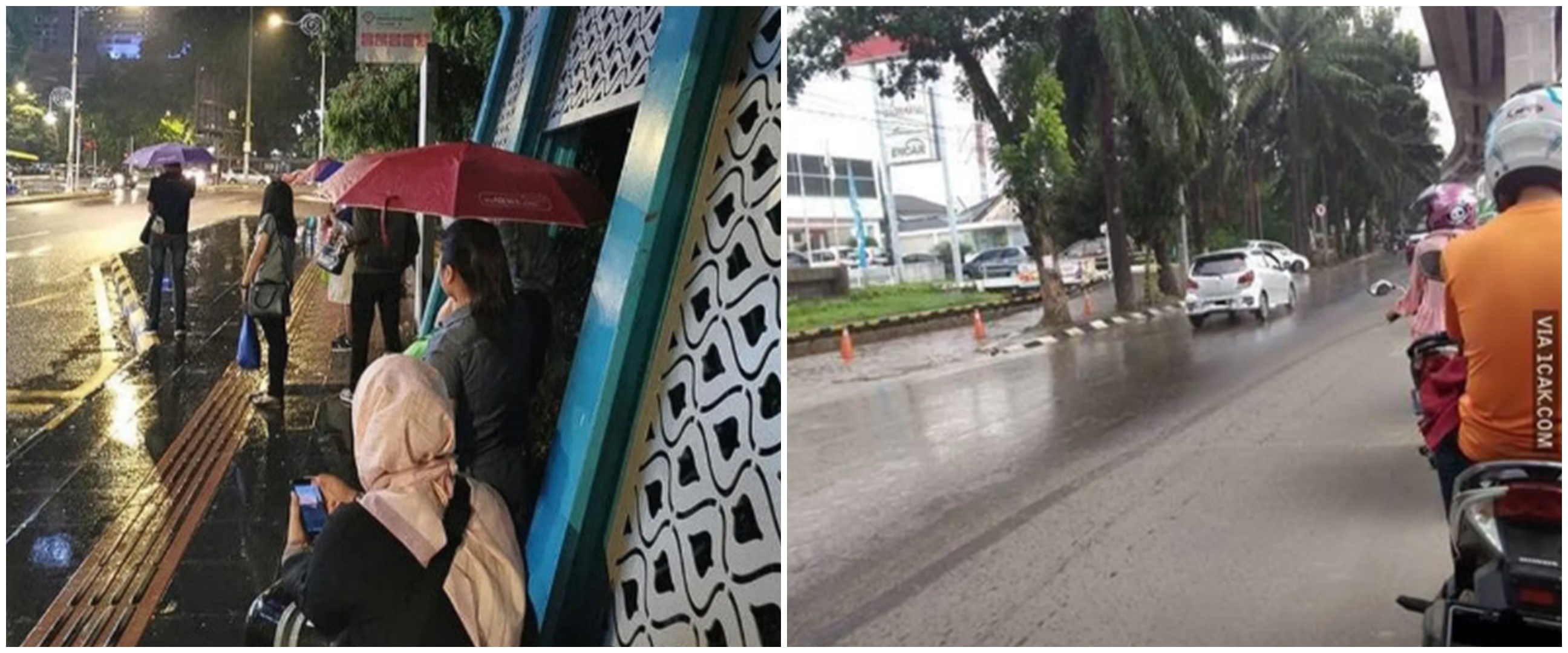 11 Potret kocak orang berteduh saat hujan ini idenya terlalu kreatif sampai bikin geleng kepala