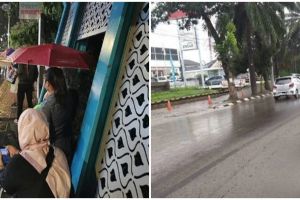 11 Potret kocak orang berteduh saat hujan ini idenya terlalu kreatif sampai bikin geleng kepala
