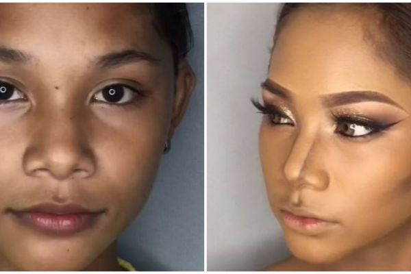 Transformasi makeup cewek berkulit gelap ini riasan matanya unreal mirip model top, begini tutorialnya