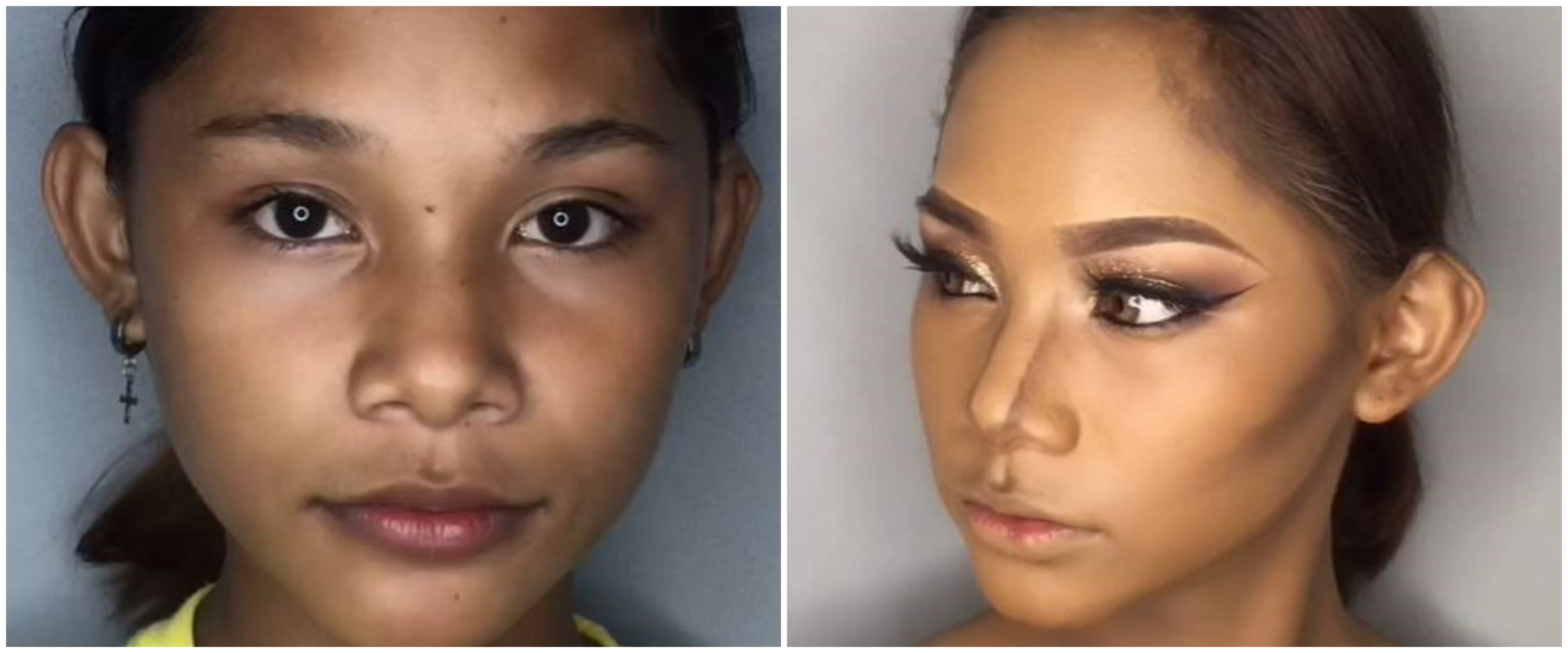 Transformasi makeup cewek berkulit gelap ini riasan matanya unreal mirip model top, begini tutorialnya