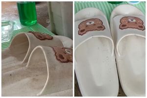 Cukup tambah 1 bahan dapur, trik emak-emak bersihkan sandal selop dekil dan kusam ini bikin kinclong