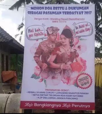 11 Potret kocak papan petunjuk lokasi pernikahan ini nyeleneh pol, bikin tamu auto mikir keras