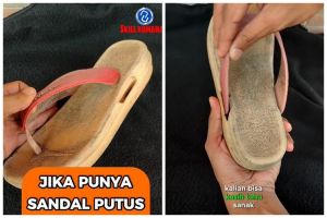 Jangan cuma dilem, ini trik memperbaiki tali sandal putus agar semakin kencang pakai 1 bahan dapur