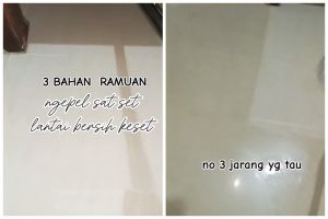 Tak perlu sabun cuci piring, ini trik mengepel lantai agar kinclong dan kesat tambah 1 bahan dapur