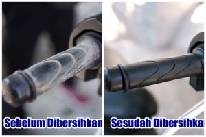 Pakai 1 bahan dapur, ini cara bersihkan karet stang motor buluk dan berkerak agar kinclong lagi