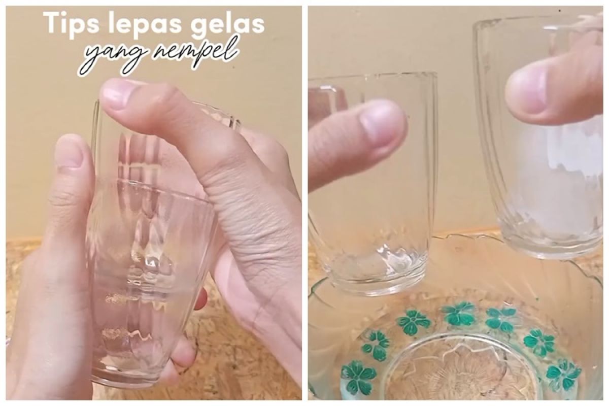 Without pulling as hard as you can, here's a trick to remove two stuck glasses so they don't