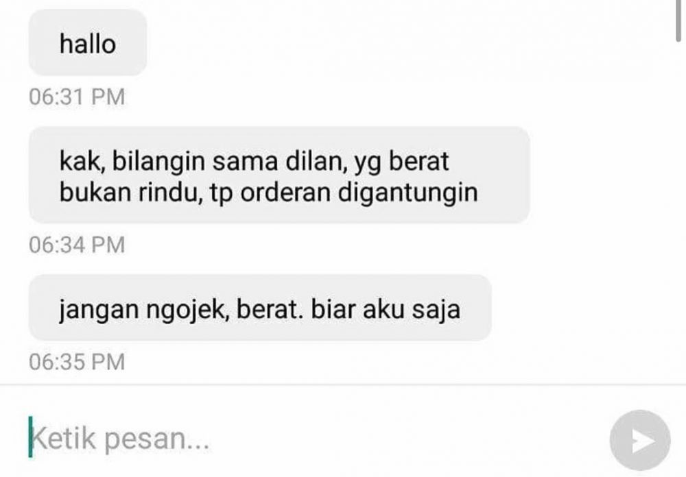 11 Chat lucu driver ojol penuh rayuan ini bikin salting brutal, auto baper seharian