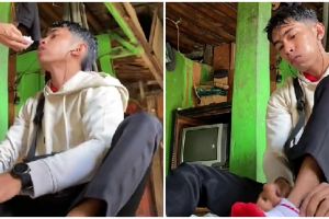 Momen ibu suapi makan anaknya sebelum berangkat kerja ini bikin 'wisata masa lalu'