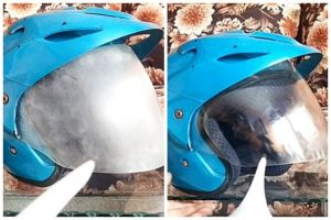 Bukan dioles pasta gigi, ini cara bersihkan kaca helm kusam agar kinclong cuma tambah 1 bahan dapur