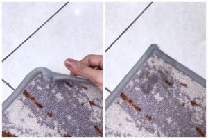 Bukan ditimpa benda berat, ini trik bikin ujung karpet melengkung jadi lurus pakai 1 bahan dapur