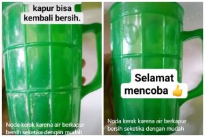 Tanpa sitrun, cara hilangkan kerak putih di gelas plastik ini auto bersih cukup pakai 2 bahan dapur