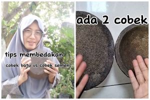 Bukan direndam berhari-hari, emak-emak ini bagikan cara cepat membedakan cobek batu asli dan palsu