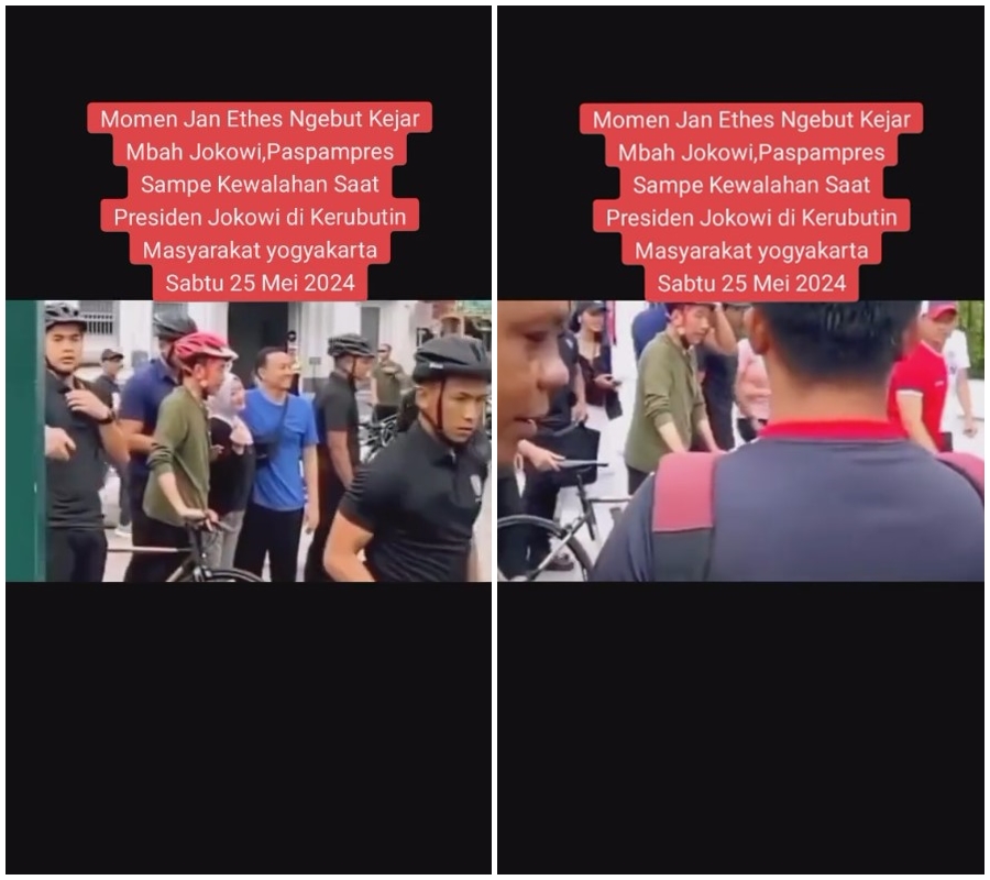 Momen lucu Jan Ethes ngebut kejar Jokowi ngonthel di Jogja, tingkahnya bikin Paspampres kewalahan