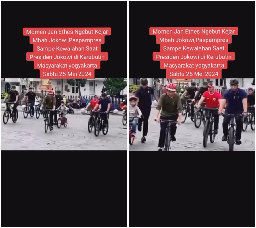 Momen lucu Jan Ethes ngebut kejar Jokowi ngonthel di Jogja, tingkahnya bikin Paspampres kewalahan