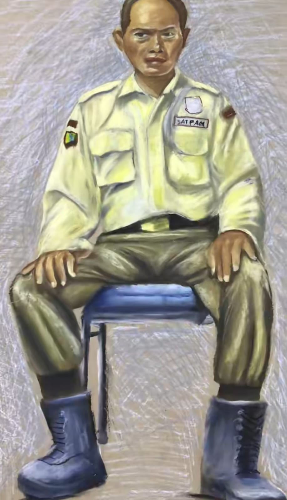 Momen mahasiswa ISI Surakarta diminta gambar sekuriti yang lagi duduk ini 7 potretnya bikin takjub