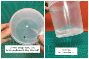 Bukan pakai lem, ini cara menambal toples plastik berlubang agar antibocor cuma pakai 1 alat sederhana