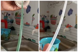 Tanpa disikat dan direndam dulu, begini trik bersihkan selang pompa galon berlumut agar lebih higienis