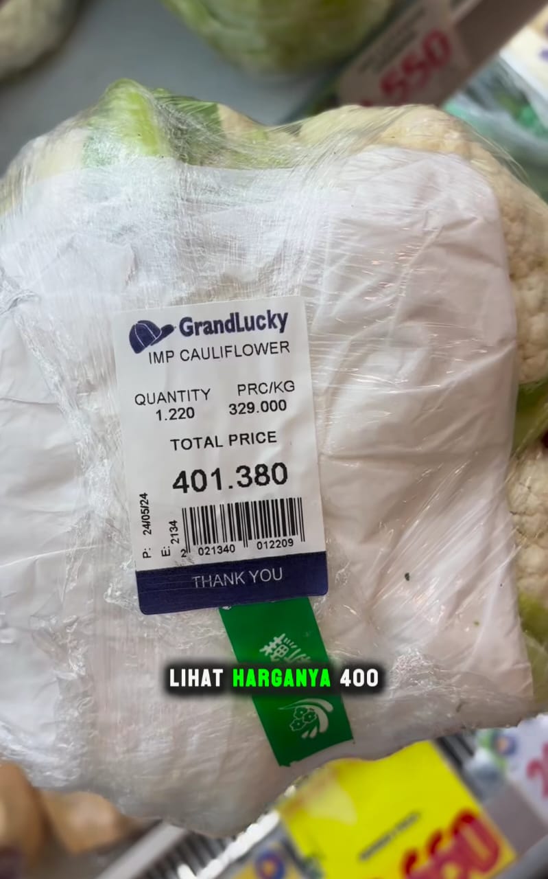 Pria temukan harga kembang kol di PIK capai Rp300 ribu per kg ini bikin syok