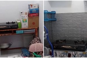 Cara makeover sudut ruang ukuran 1 meteran jadi dapur modal Rp 20 ribuan, cocok buat kosan