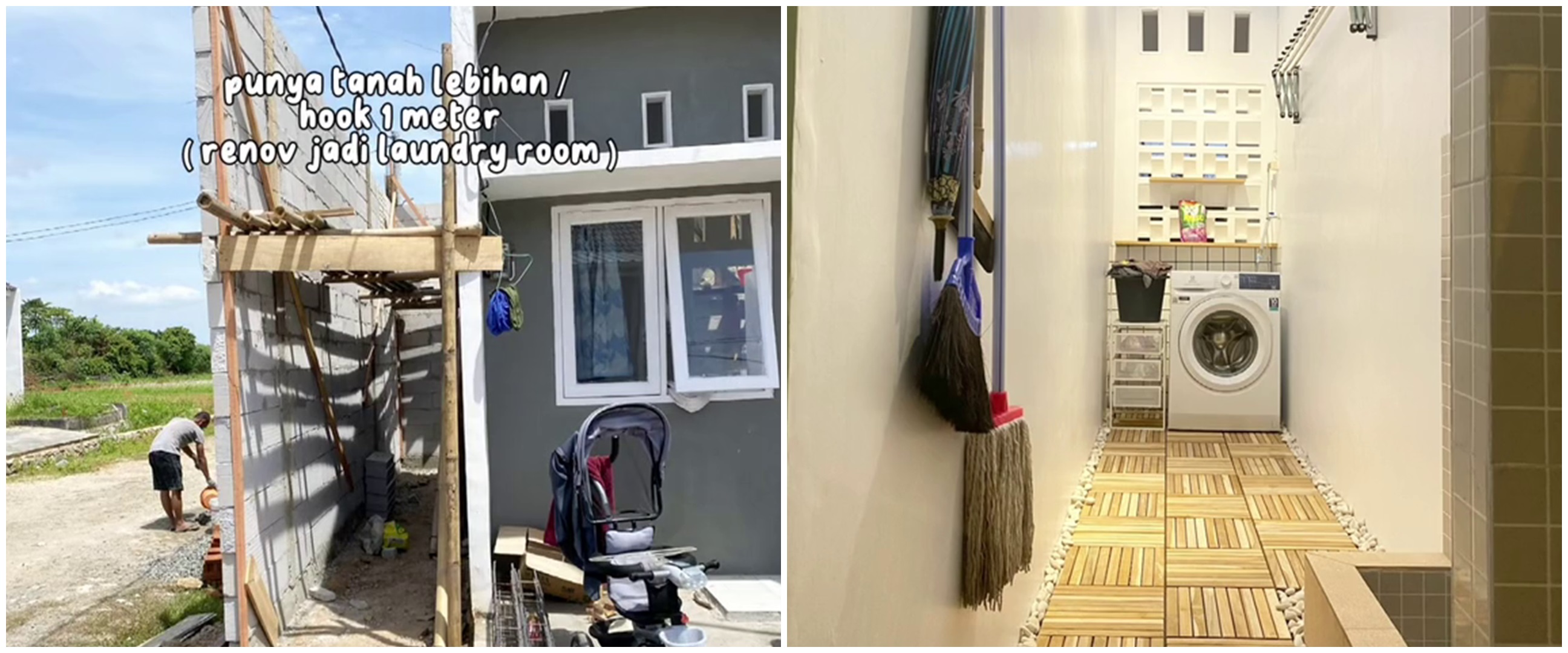 Cuma manfaatkan sisa tanah lebar 1 meter, 9 cara bangun laundry room minimalis buat rumah subsidi
