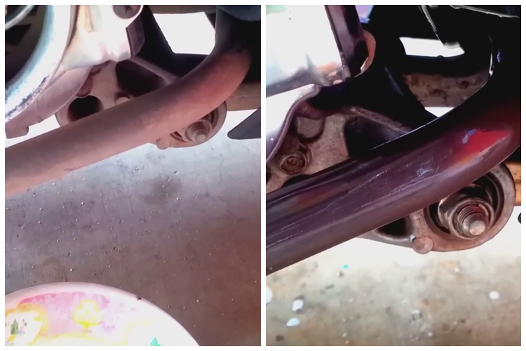 Tanpa amplas dan sitrun, bapak-bapak ini punya trik basmi karat di knalpot motor pakai 2 bahan dapur
