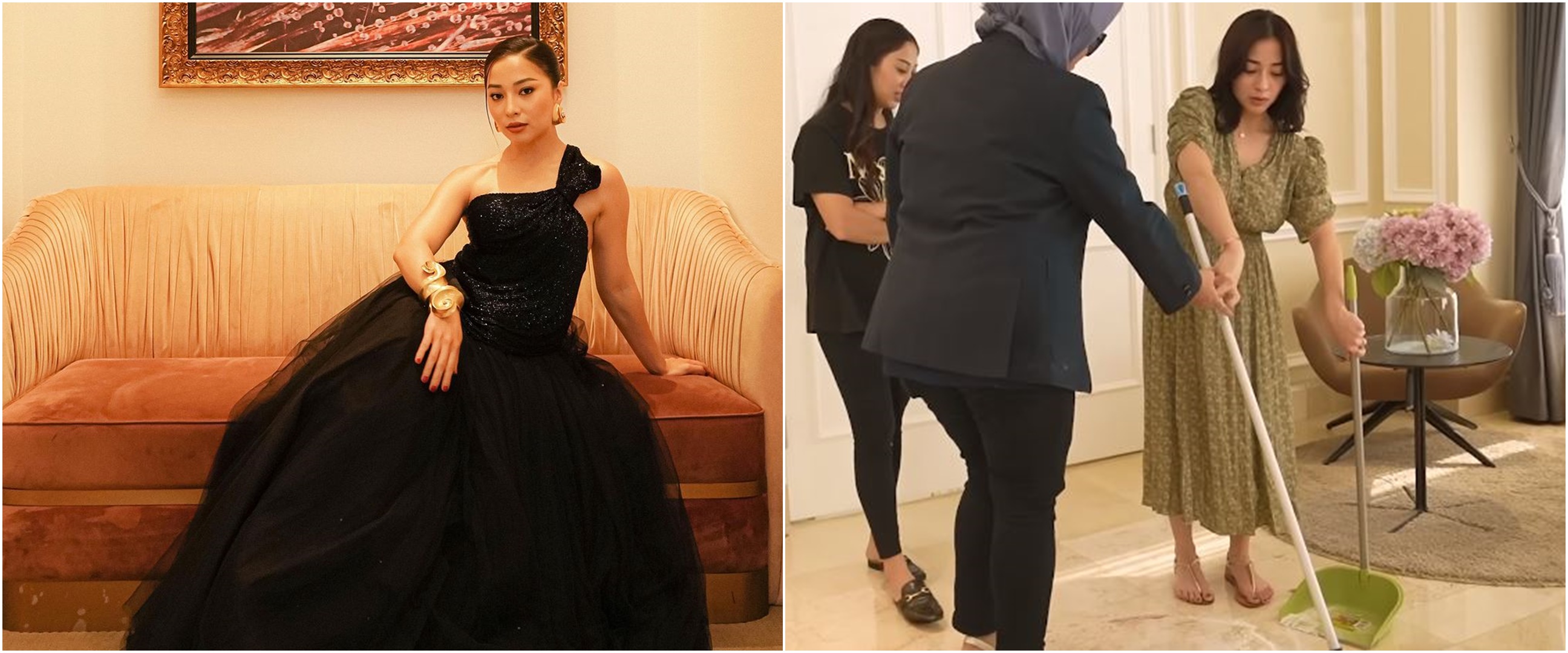 11 Momen Nikita Willy pertama kali belajar nyapu dan setrika, reaksi polosnya bikin ngakak